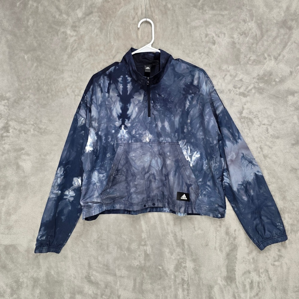 Adidas Womens Tie Dye Qtr Zip Pullover‎ Sweatshirt Cropped Athletic XL Oversized